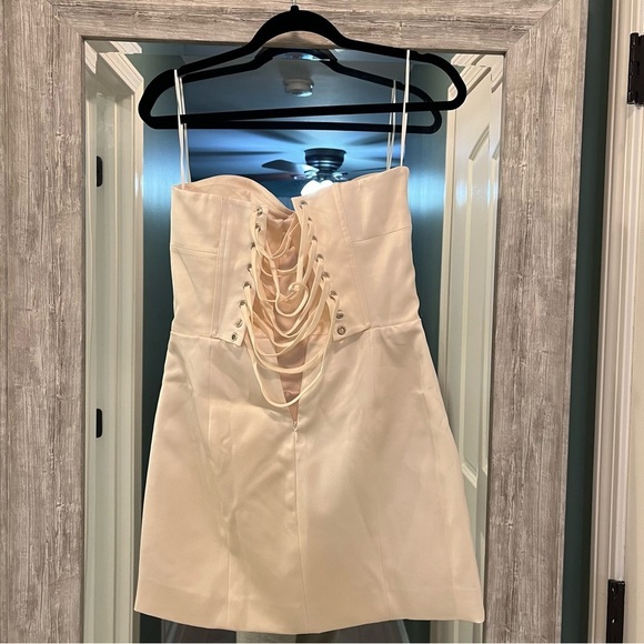 Reformation Pacie Satin Dress Lace Up Back - Picture 11 of 12